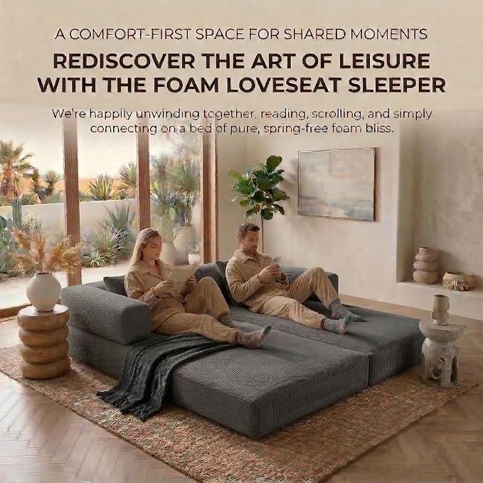 78" 4-in-1 Convertible Sofa Bed, Boneless Corduroy Sleeper Couch - Image 5