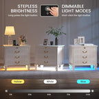 25.6'' Wide Bedside Table with 3 Drawers & Pull-out Tray, Smart Night Stand - Image 3