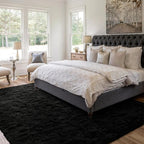 5x7 Ft Shag Black Rug for Bedroom, Tie Dyed Ultra Soft Fluffy Furry Area Rugs - Image 2