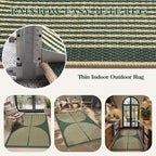 Lahome Modern Rainbow Green Entryway Rug, 3x5 Washable Outdoor Porch Rug | Non - Image 4