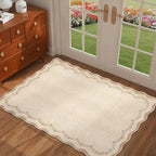 GarveeHome Scalloped Entryway Rug 2x3 Jute Washable Front Door Entry Rug | Tan - Image 3
