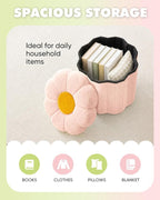 B FSOBEIIALEO Storage Ottoman Foldable, Sunflower Shaped Small Footrest - Image 4