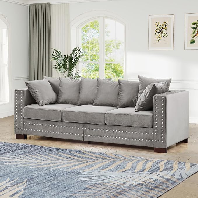 2 Pieces Velvet Couch and Loveseat Sets, Mid Century Modern Couch - Image 7