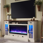 OKD Fireplace TV Stand for 80 Inch TV, Farmhouse Entertainment Center by OKD