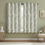 Sage Green Boho Floral 100% Blackout Curtains 63 Inch 2 Panels | Farmhouse by Unknown