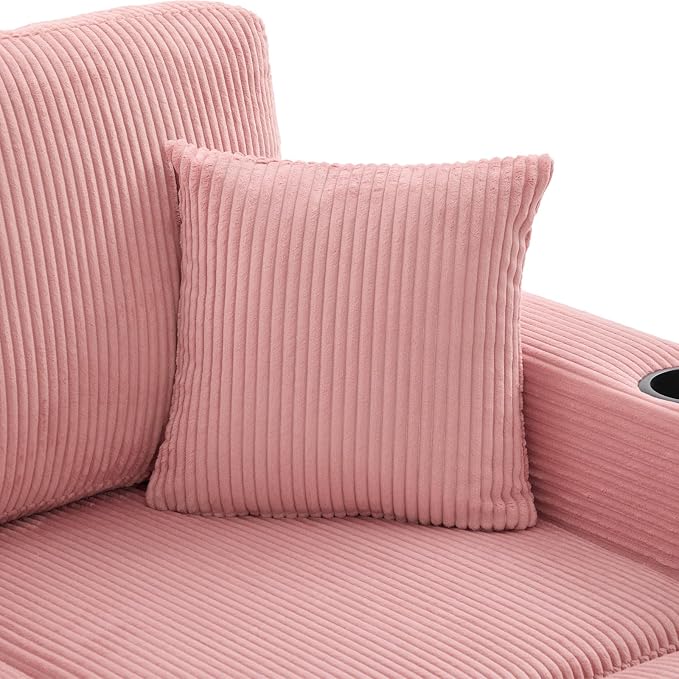 L-Shaped Sectional Sofa with Storage & Movable Ottoman, Corduroy 3 Seater - Image 8