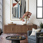 win2win 67" TV Stand for 80 Inch TV, Mid Century Modern Fluted Entertainment - Image 7