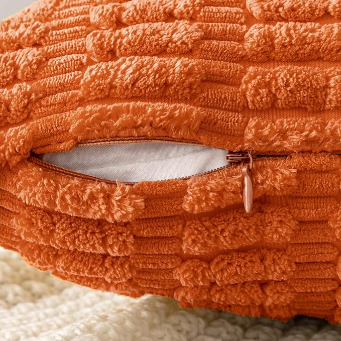 MIULEE Fall Lumbar Corduroy Decorative Throw Pillow Covers 12x20 Orange | Pack - Image 3