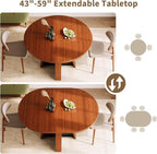 iPormis 43.3in-59in Extendable Round Dining Table - Image 6