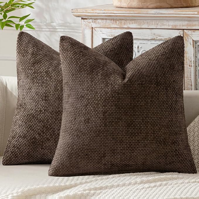 MIULEE Decorative Couch Throw Pillow Covers 16x16 Inch Dark Brown 2 Pack | by MIULEE
