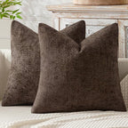 MIULEE Decorative Dark Brown Euro Sham Pillow Covers 24x24 Inch 2 Pack | Modern by MIULEE