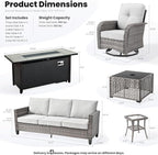 ovios 9 Pieces Patio Furniture Set, Outdoor Wicker Sofa Couch - Image 8