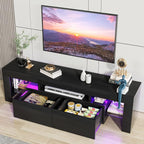 JUMMICO TV Stand, Modern Lighting TV Cabinet Entertainment Center Media and - Image 6