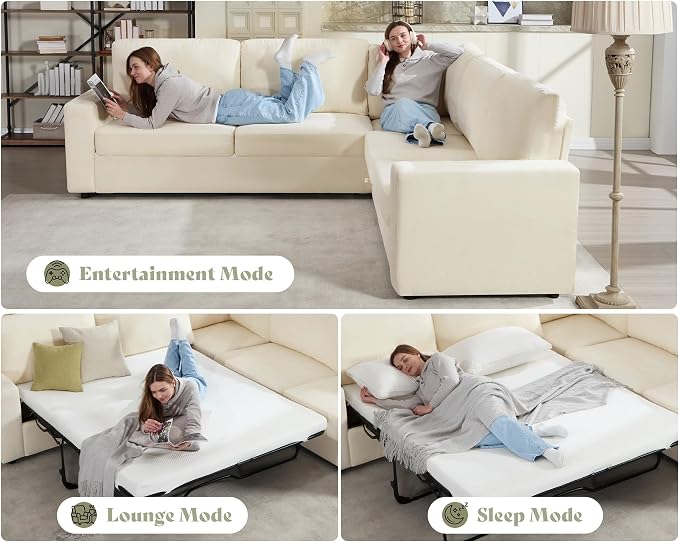 AMERLIFE 106" Oversized Sofa Bed, Sectional Sleeper Sofa - Image 3