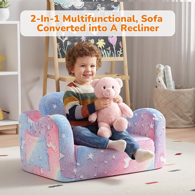 MeMoreCool Glowing Rainbow Unicorn Kids Chair - Image 5