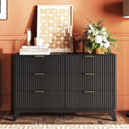 VINGLI Black Fluted 6 Drawer Dresser - Image 8