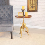 Carolina Chair & Table Adjustable Hand Crank 18" Wooden Top Rustic Side Table - Image 2