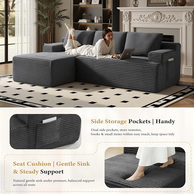 96" Sectional Couches for Living Room Cloud Couch Sofa - Image 4