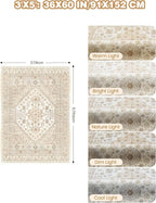 3x5 Washable Area Rug for Entryway Non Slip Rugs, Cream/Beige | Vintage Kitchen - Image 2