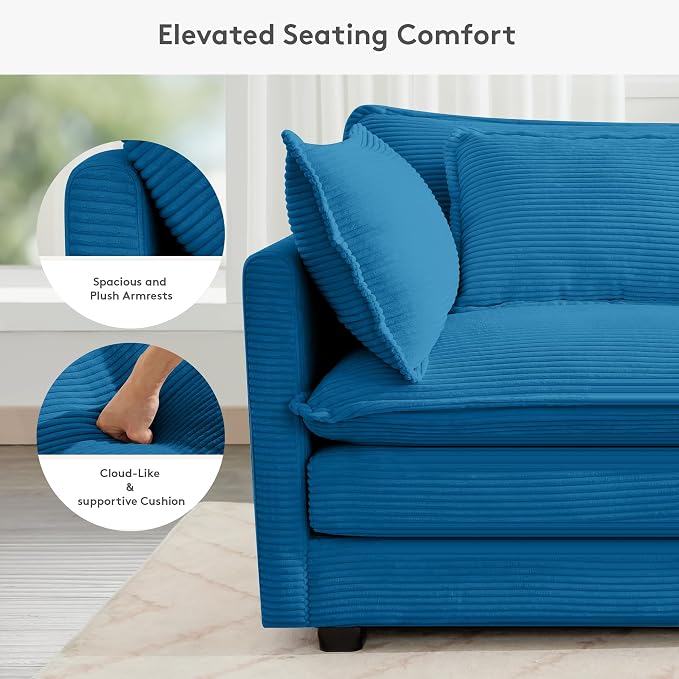 ROWHY 150'' Cloud Modular Sectional Sofa, 7 Seater Sectional Sofa Corduroy - Image 5