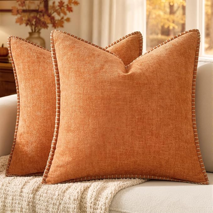 MIULEE Fall Decorative Couch Throw Pillow Covers 18x18 Inch Orange 2 Pack | by MIULEE