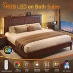 Lifezone King Bed Frame with Headboard, Solid Wood Bed Frame King Size with - Image 5