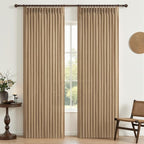 Pleated Linen Rust Brown Curtains 84 Inches Long 2 Panels Set by PleatedDrapes