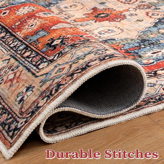 SERISSA 5ft Washable Non Slip Round Boho Area Rug - Image 7