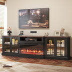 98" Farmhouse TV Stand with 36" Fireplace by Nordivale