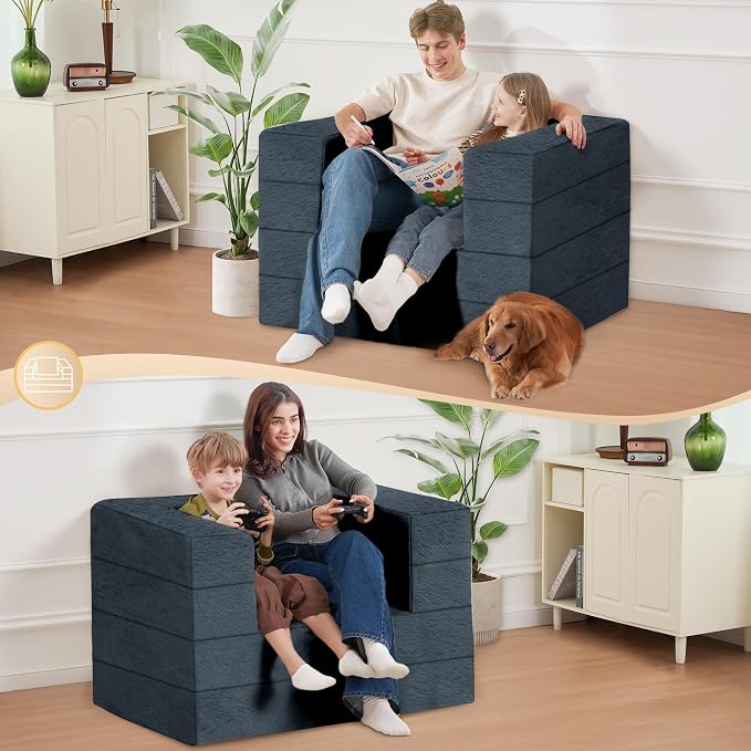 Futon Sofa Bed with Pillow, 3-in-1 Sleeper Sofa Bed with Removable Cover - Image 4