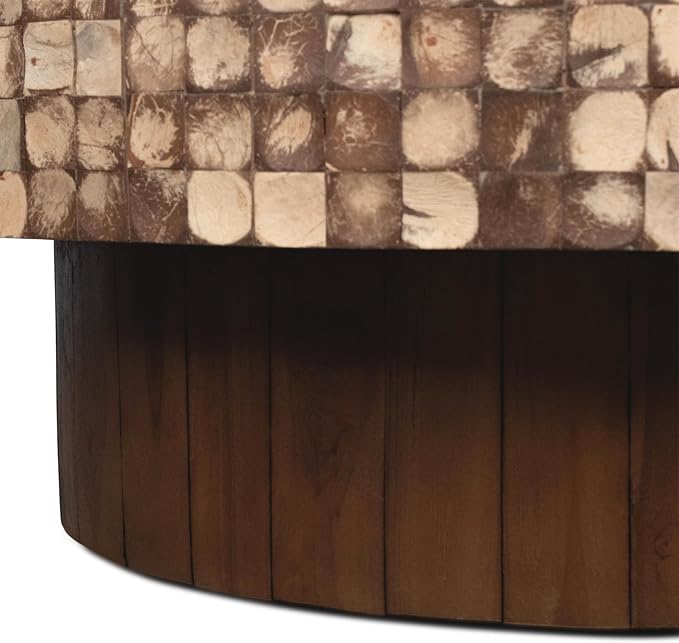 East at Main Mila Brown Coffee Table – Round Boho Pedestal Table - Image 7
