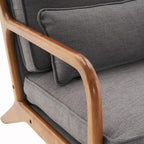 Bonnlo Linen Dark Grey Mid Century Modern Accent Chair, Soild Wood Padding - Image 8