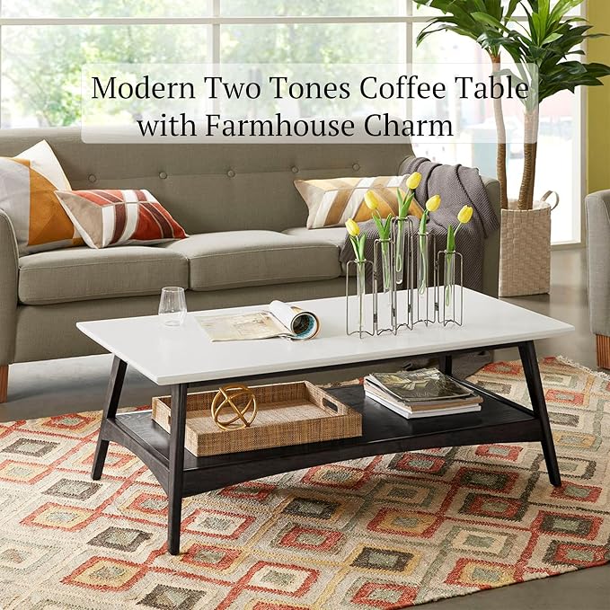 Madison Park Coffee Table with Storage Shelf, Rectangular Table - Image 3