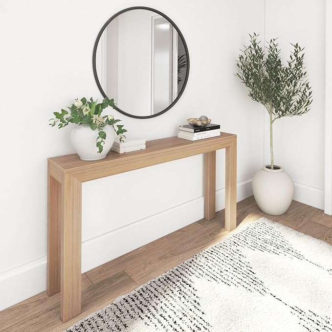 Plank+Beam Modern 56 Inch Console Table, Solid Pine Wood Entryway Table by PlankBeam