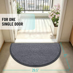 OLANLY Half Circle Front Door Mat 29.5x17, Waterproof Heavy-Duty Doormat | Grey - Image 2
