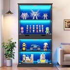 Jocoevol Display Cabinet with 4 Glass Doors, 4-Tier Modern Glass Display Case - Image 9