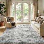4x6 Tie-Dyed Grey Fluffy Soft Area Rug Non-Slip - Image 2