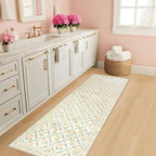 PLHXFR 2x5 Washable Runner Rug：Floral Indoor Kitchen Carpet Beige Multi | - Image 6