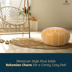 Marrakesh Gallery Genuine Leather Round Pouf Unstuffed - Image 3
