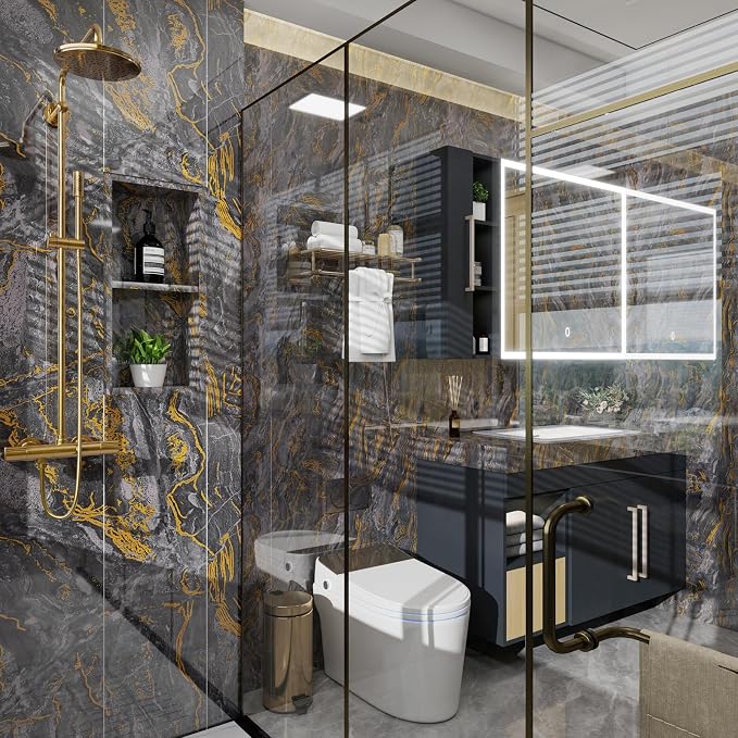Grey Gold Marble Contact Paper for Countertops A Set of 23.6" X 472"Glossy Peel - Image 8