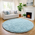 Amdrebio Light Blue Large Shag Plush Round Rug 6Ft - Image 5