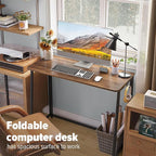 WOHOMO Folding Desk, Small Writing Desk 39.4", Space-Saving Foldable Laptop - Image 3