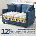 Loveseat Sofa with Ottoman, Comfy Chenille Small Couch - Image 3