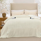 Bedsure Heated Blanket Queen Size, Dual Control Electric Blanket, Ivory | - Image 9