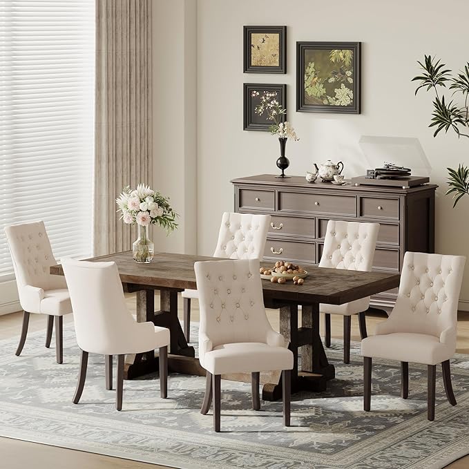 COLAMY Fabric Side Dining Chairs Set of 2, Wingback Upholstered Dining Room - Image 8