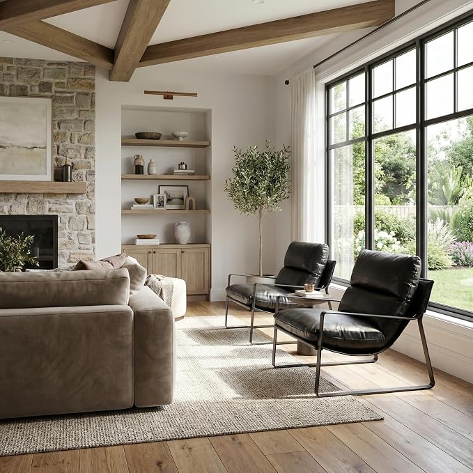 LukeAlon Modern PU Leather Accent Armchairs Set of 2, Upholstered Living Room - Image 6
