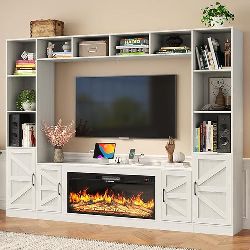 103" Fireplace TV Stand with 40" Electric Fireplace, Farmhouse TV Stand with by StMandyu
