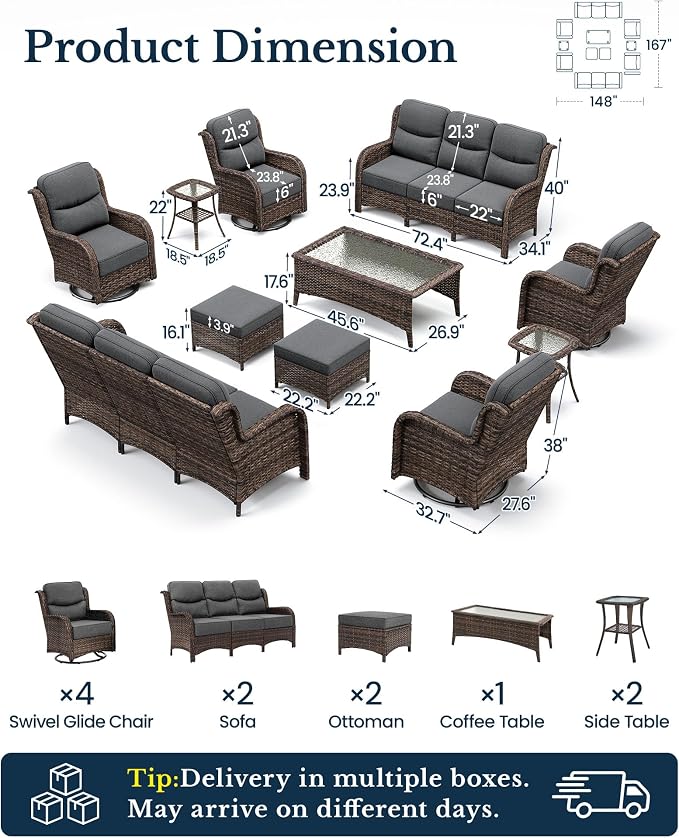 HILLGA 11-Piece Luxury Patio Furniture Set - Image 2