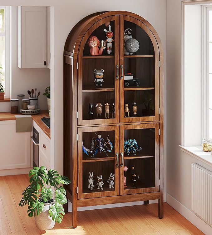 Arched Display Cabinet with Acrylic Glass Doors, 70.9'' Tall Curio Cabinet with by Limaoaio