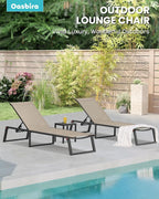 Aluminum Chaise Lounge Chair Outdoor, Foldable& No Assembly Patio Pool Lounge - Image 7